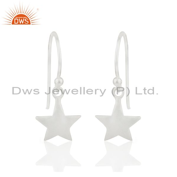 Handmade 925 Sterling Silver Star Charm Girls Drop Earrings Wholesale