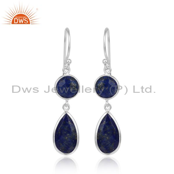 925 sterling fine silver womens lapis lazuli gemstone earrings
