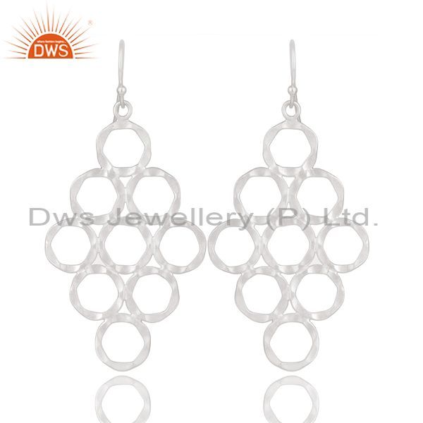 Handmade 925 Solid Sterling Silver Hammered Multi Circle Dangle Earrings