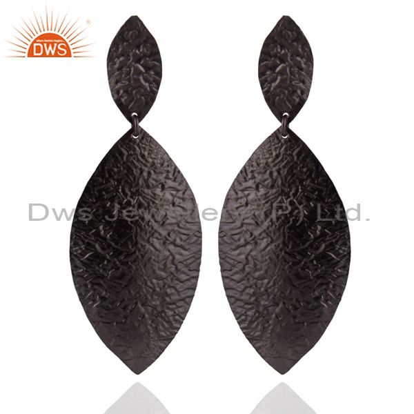 Black Rhodium Plated Sterling Silver Handmade Dangle Earrings