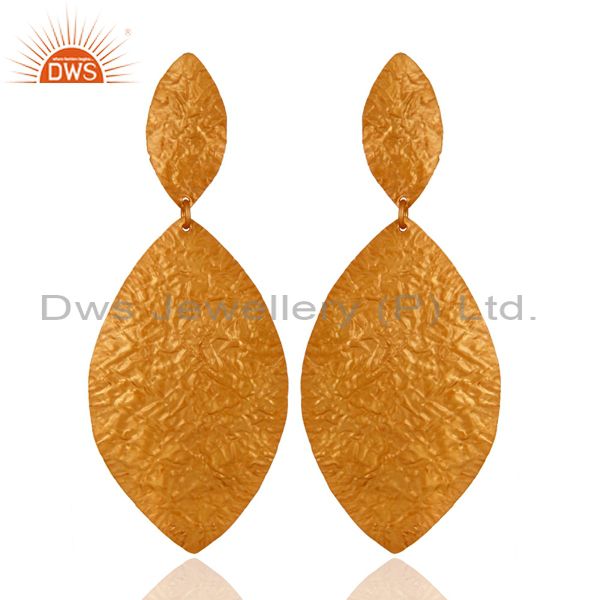 Handcrafted Solid Sterling Silver Dangle Earrings With Yellow Gold Plated