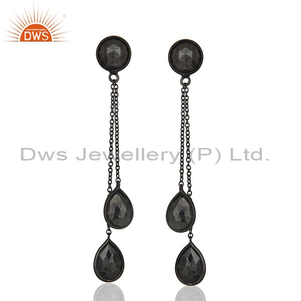 Hematite Gemstone 925 Black Silver Designer Earrings Manufacturers
