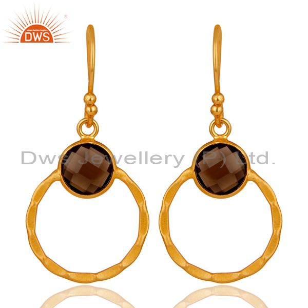 Smokey 18K Gold Plated Sterling Silver Circle Earring