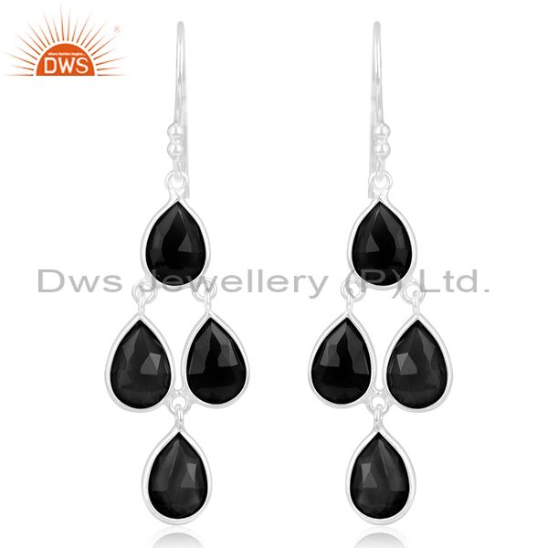 Black Onyx Gemstone 925 Sterling Fine Silver Earring Jewelry Manufacturer