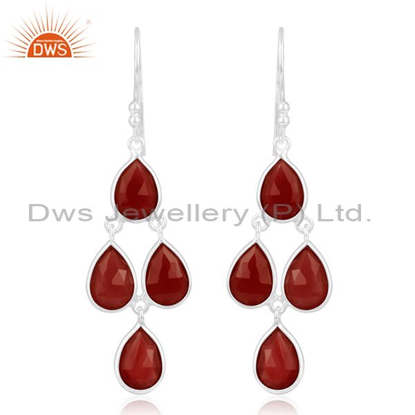 Red Onyx Gemstone Fine 925 Sterling Silver Earring Manufacturer of Jewelry