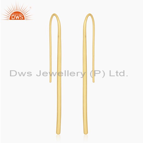 18K Yellow Gold Plated Sterling Silver Wire Dangle Earrings