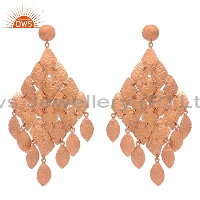18K Rose Gold Plated Sterling Silver Classics Petals Womens Chandelier Earrings