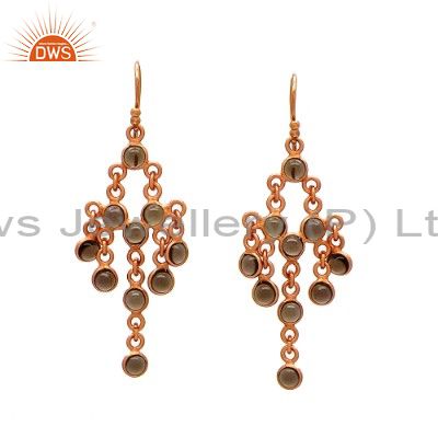 14K Yellow Gold Plated Sterling Silver Smoky Quartz Chandelier Earrings