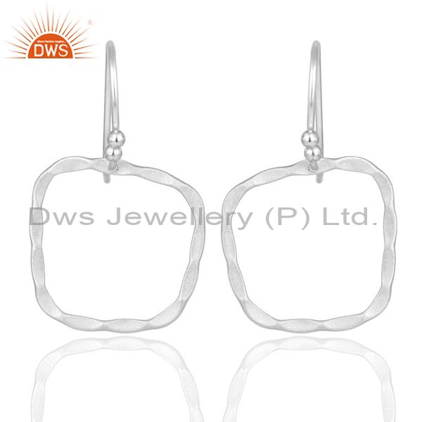 Solid Sterling Silver Hammered Open Circle Dangle Earrings