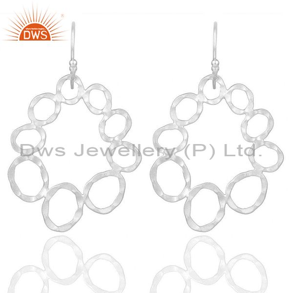 Handmade Solid Sterling Silver Hammered Circle Dangle Earrings