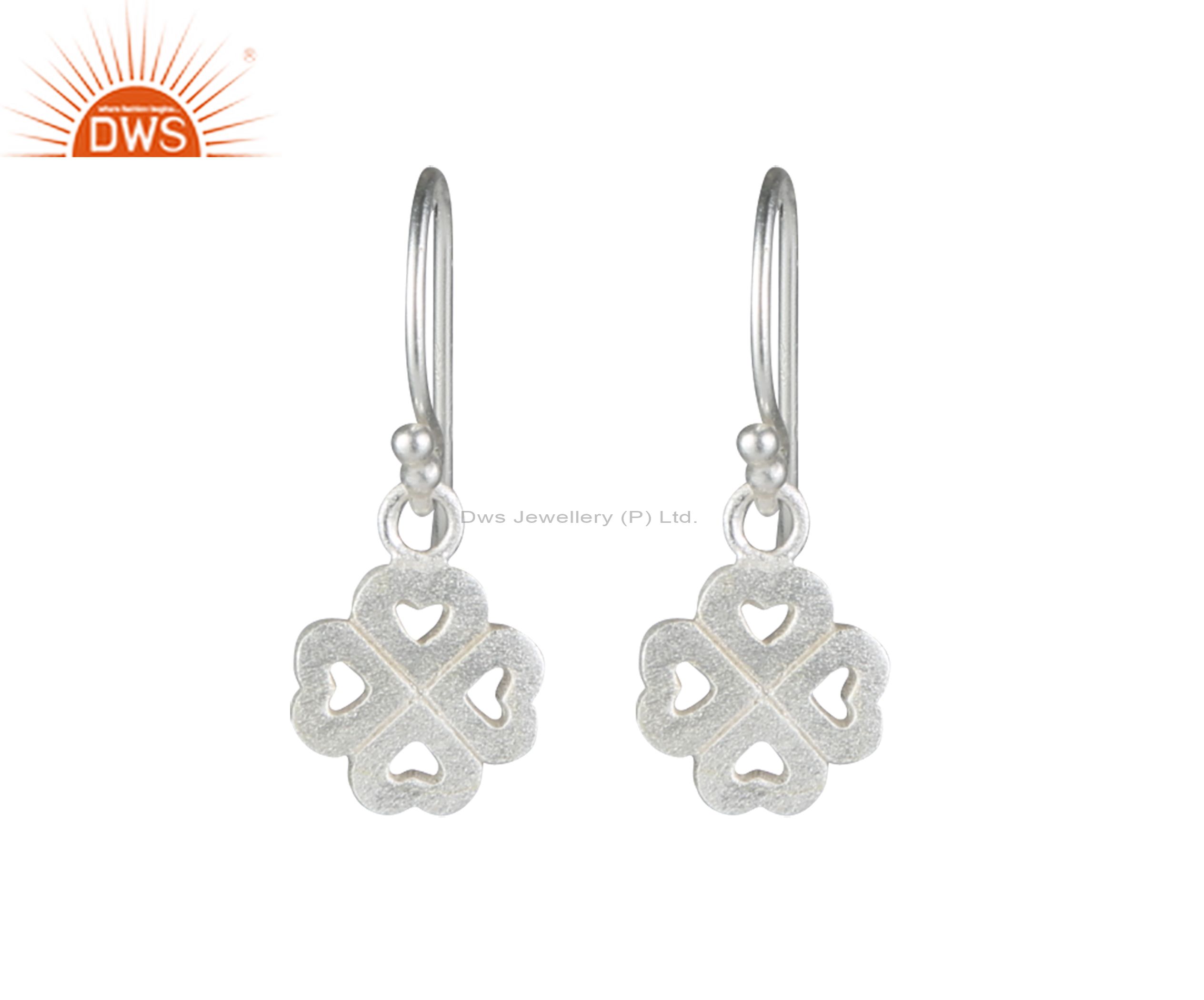 925 Sterling Silver Heart Design Dangle Earrings For Womens