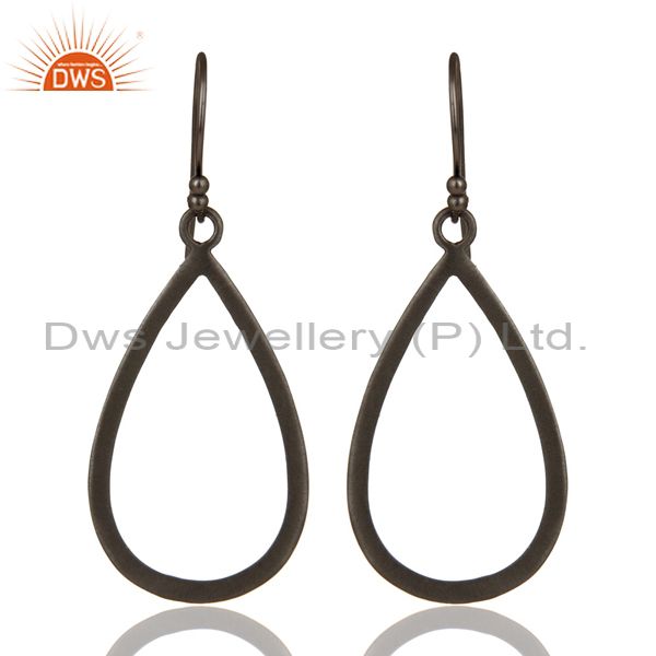 Black Oxidized 925 Sterling Silver Cutout Drop Earrings