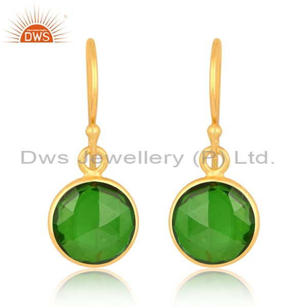 18K Gold Plated Sterling Silver Earring With Chrome Diopside
