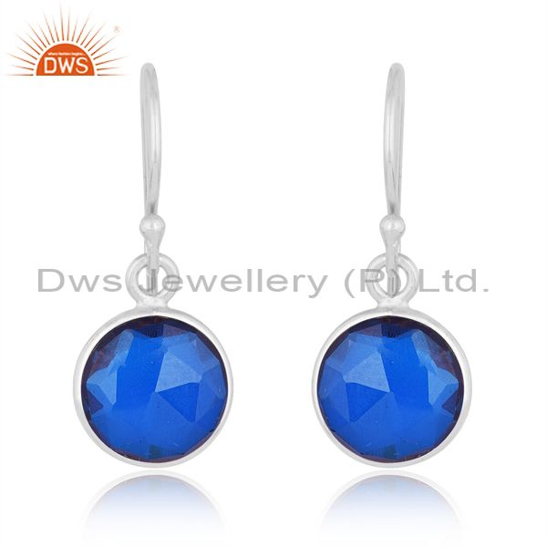 White Sterling Silver Earrings With Tanzanite Quartz