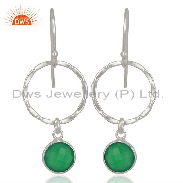 Handcrafted Circle & Hammer Sterling Silver Double Dangle/Drop Earrings Jewelry