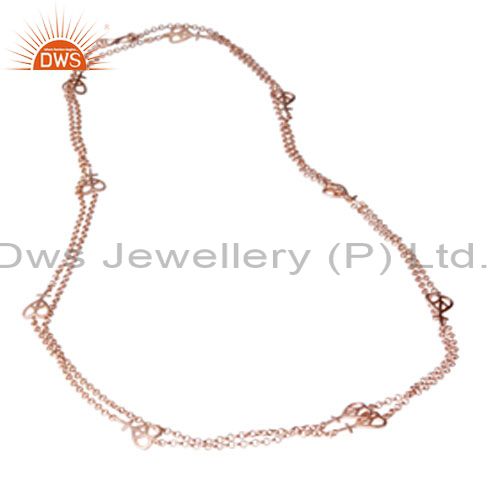 18k rose gold plated sterling silver peace sign link chain necklace