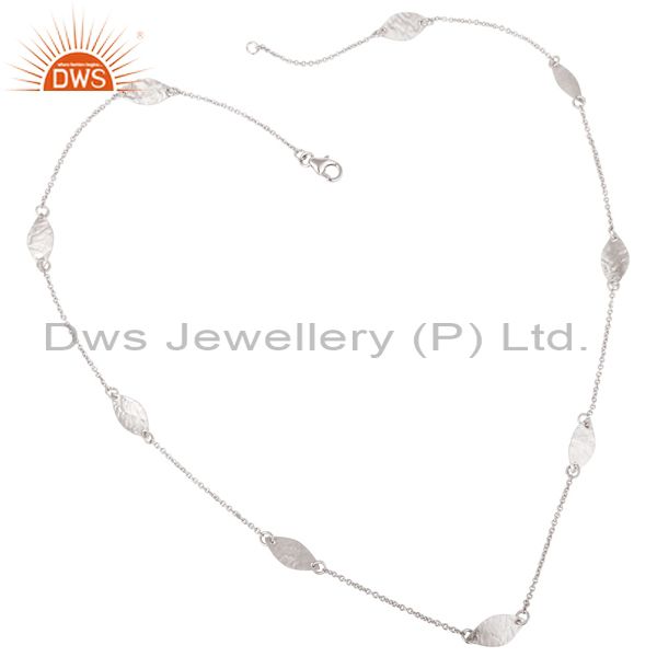 925 sterling silver hammered petals chain necklace