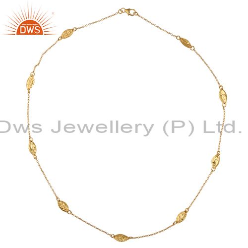 18k yellow gold plated sterling silver designer chain necklace