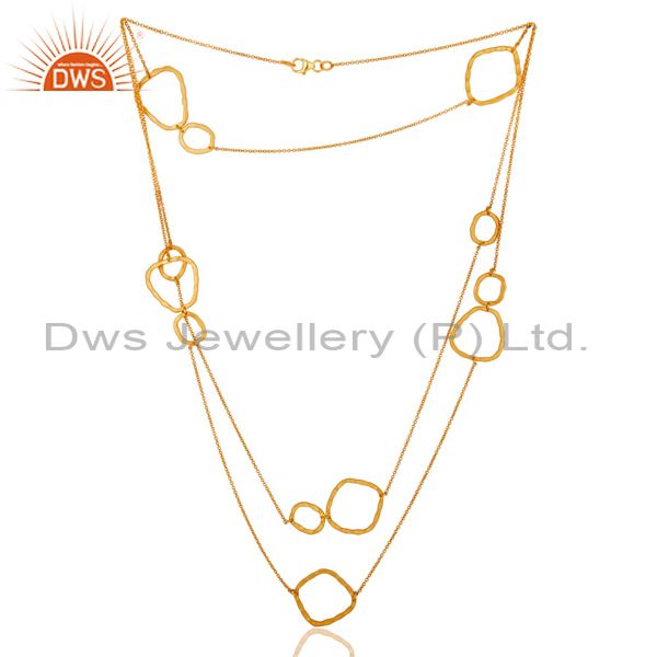 18k gold plated sterling silver handmade hammered link necklace graduated link