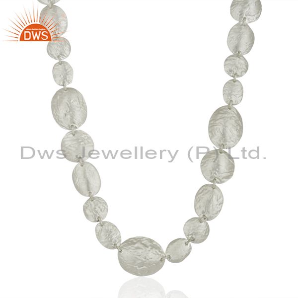 Handmade solid sterling silver hammered petals designer statement necklace