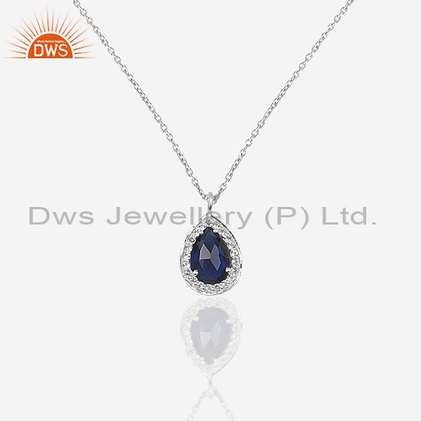 Blue gemstone 925 sterling silver topaz chain pendant manufacturers