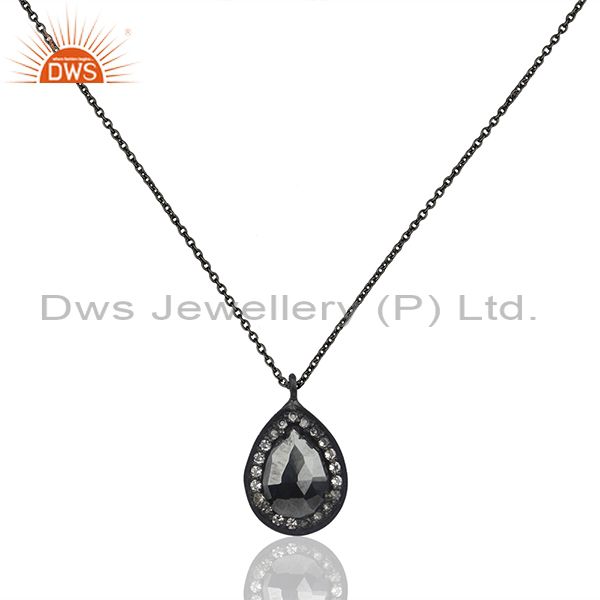 White topaz and hematite gemstone 925 silver chain pendant suppliers