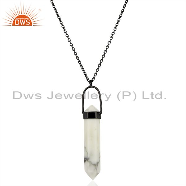 Howlite gemstone 925 sterling silver pencil design pendant jewelry