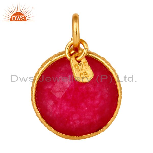 18k yellow gold plated sterling silver red chalcedony bezel set charm pendant