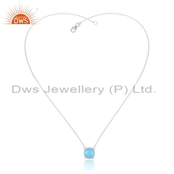 White rhodium plated 925 silver chain gemstone pendant manufacturers