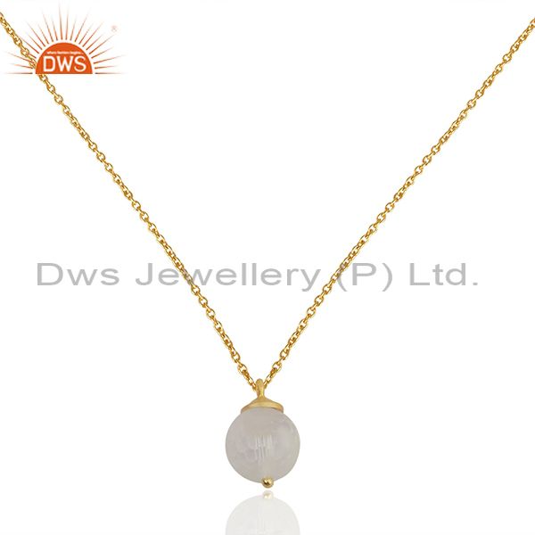 Round crystal quartz ball 925 silver gold plated chain pendant jewelry