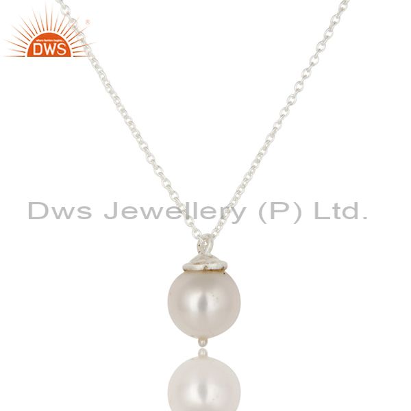 925 sterling silver white pearl designer pendant with chain necklace