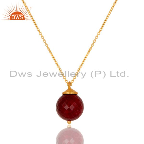 18k gold plated sterling silver natural ruby designer pendant with chain