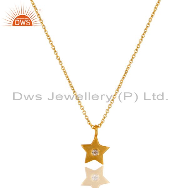 18k yellow gold plated sterling silver star design pendant with chain