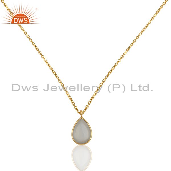 Gold plated 925 silver moonstone chain pendant jewelry manufacturers