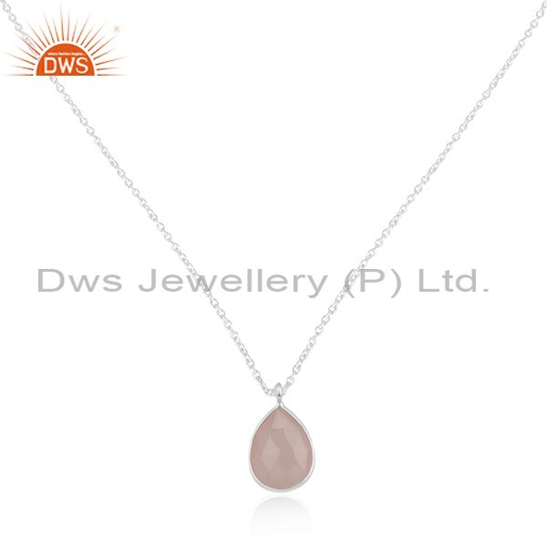 Rose chalcedony gemstone 925 silver chain pendant manufacturers
