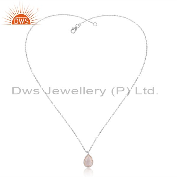 Handcrafted sterling silver 925 rose quartz pendant necklace
