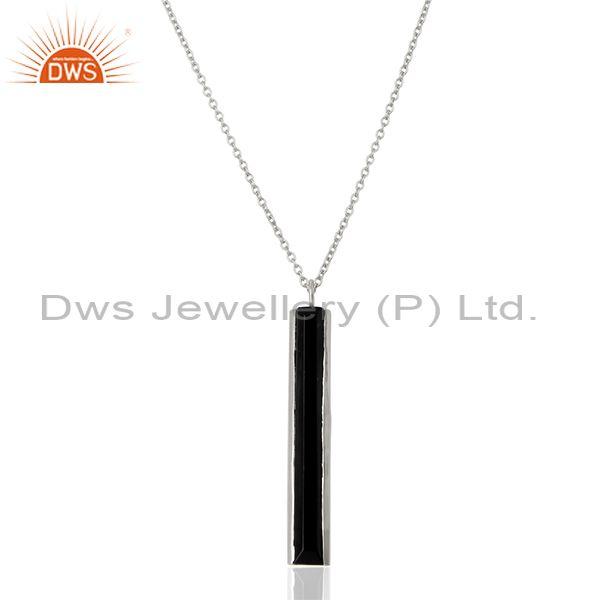 Black onyx gemstone 925 silver chain pendant manufacturers from india