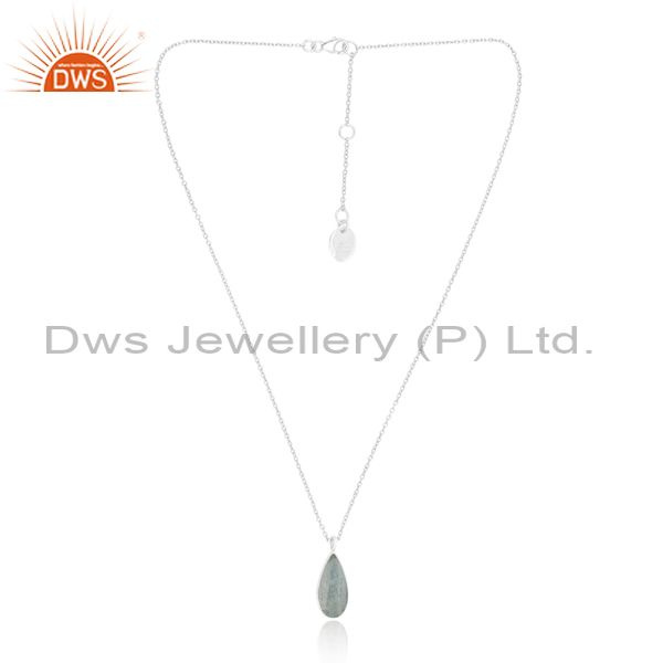 Sterling Silver Chain And Pendant With Aquamarine Briolette