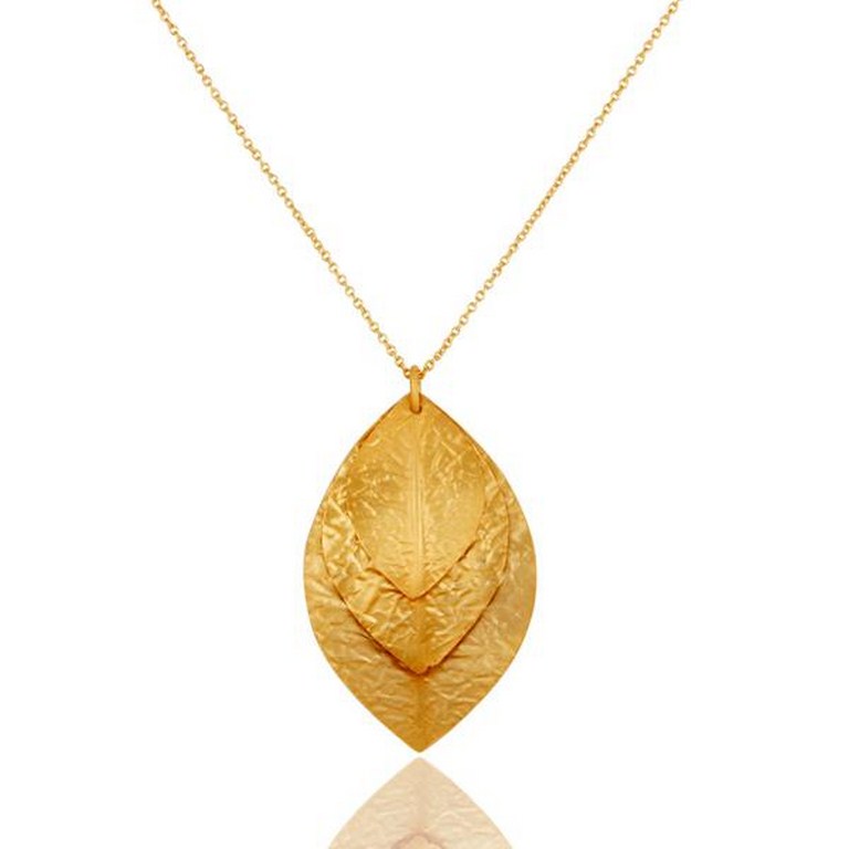 18k yellow gold plated sterling silver handmade designer pendant with chain
