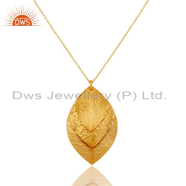 Indian handcrafted 925 sterling silver 24k yellow gold plated pendant necklace