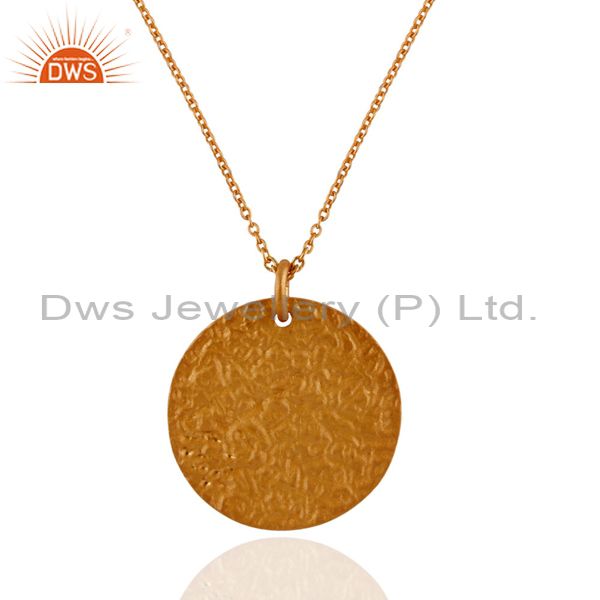 18k yellow gold plated sterling silver disc design pendant with chain
