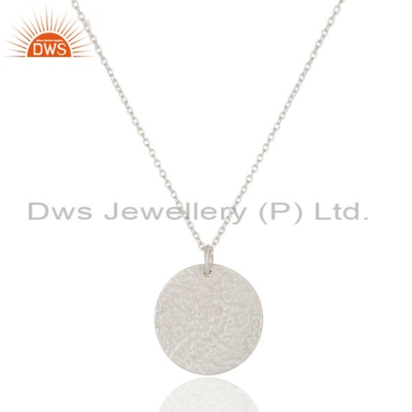 Handmade solid sterling silver hammered coin charms pendant with chain