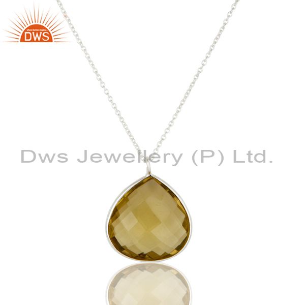 Sterling silver and lemon topaz gemstone bezel set simple handmade necklace