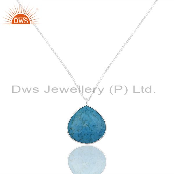 Turquoise gemstone 925 silver fine silver chain pendant wholesale