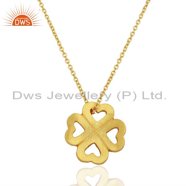 18k yellow gold plated sterling silver heart designer pendant with chain