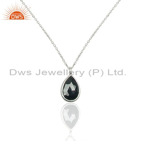 Pear shape hematite gemstone 925 sterling silver chain pendant