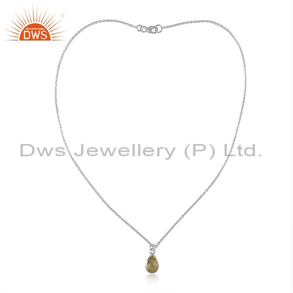 Lemon topaz and sterling silver gemstone handmade necklace
