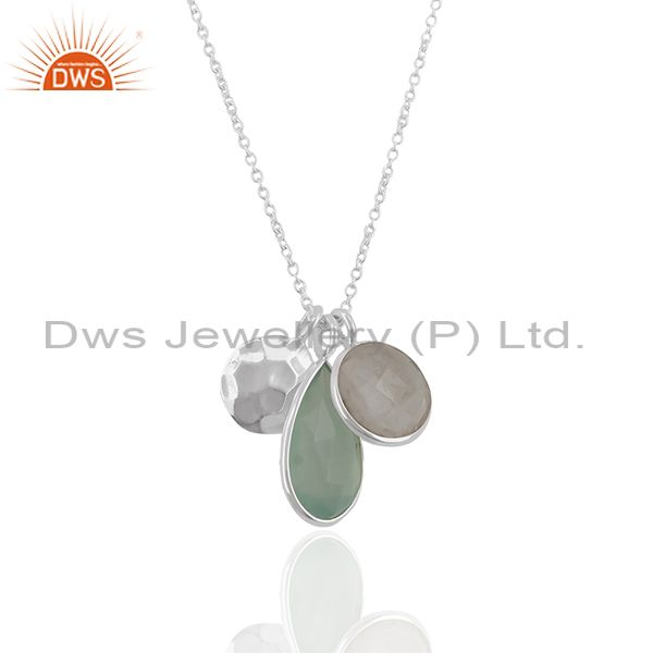 Multi gemstone solid 925 silver chain charm pendant manufacturer