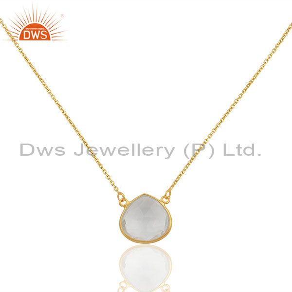 Crystal quartz gemstone 925 silver chain pendant jewelry wholesale
