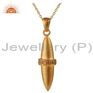 18k yellow gold plated sterling silver smoky quartz bullet design pendant